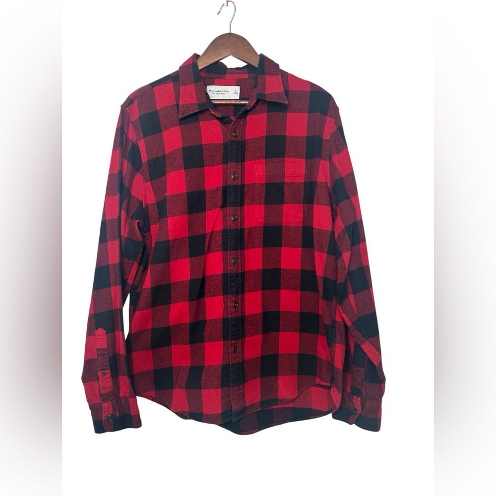Abercrombie & Fitch Men’s Large Red & Black Plaid Shirt Flannel Soft A&F